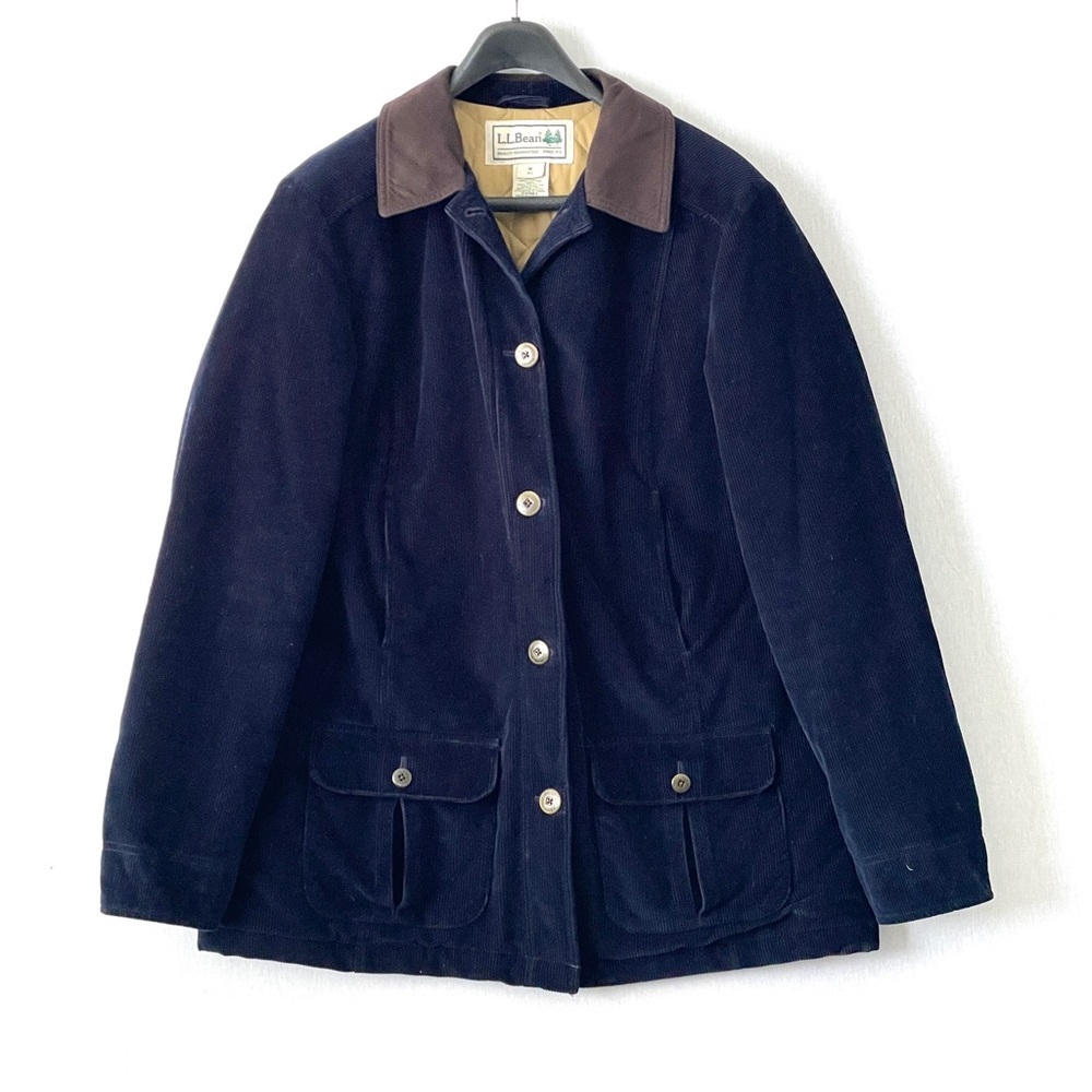 L.L. Bean Women's Navy Jacket with Brown Collar